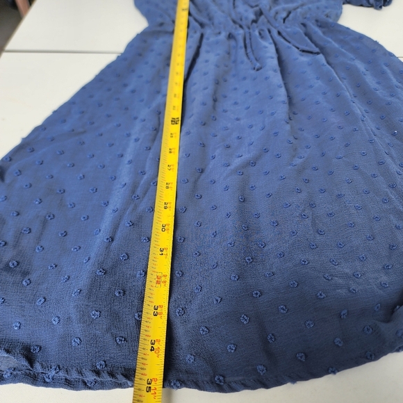 Monteau Women's Blue Swiss Dot Dress Fit Flare Ruffled Short Sleeve Sz S - Picture 11 of 13